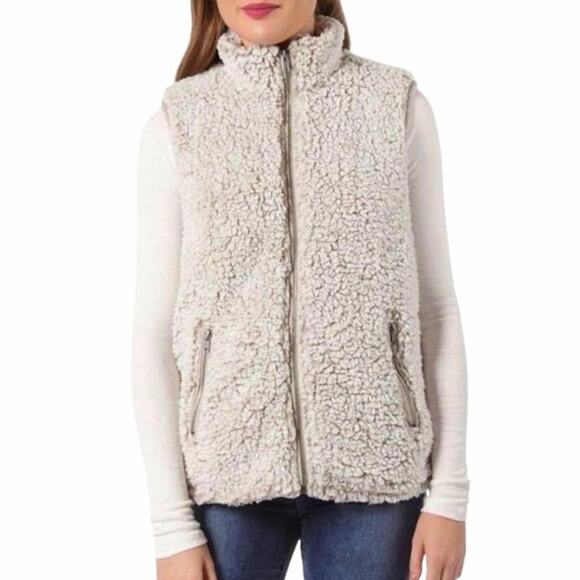 Nordstrom Thread & Supply Women Small Sherpa Vest Shearling Style Cream Brown - Picture 1 of 10